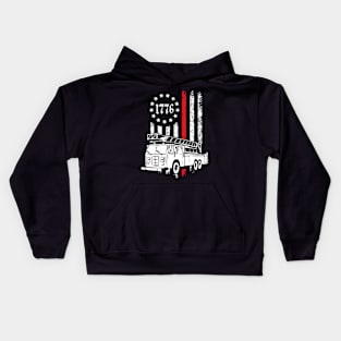 Fire Firefighter Rescue Firetruck 1776 American Flag Kids Hoodie